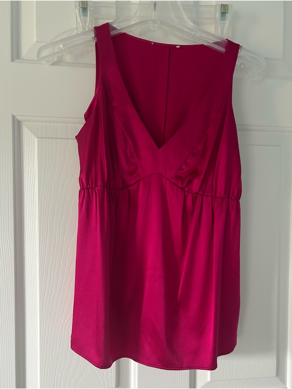 Fuchsia Sleeveless V-Neck Tank Top